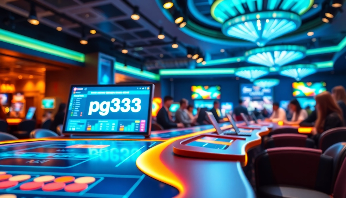 Discover the innovative pg333 interface on a digital sports betting table in a lively casino.