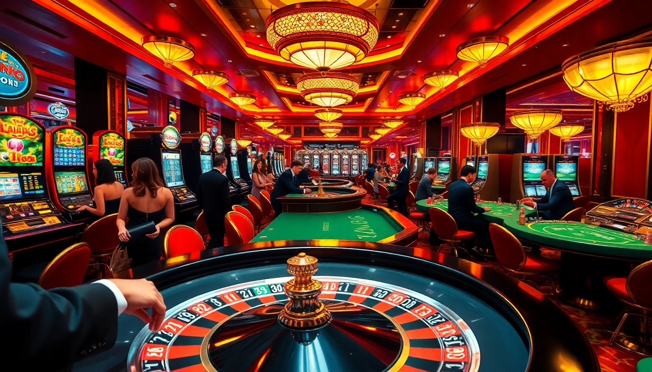 Kèo nhà cái excitement captured at a vibrant casino floor with players engaged in thrilling roulette and poker games.