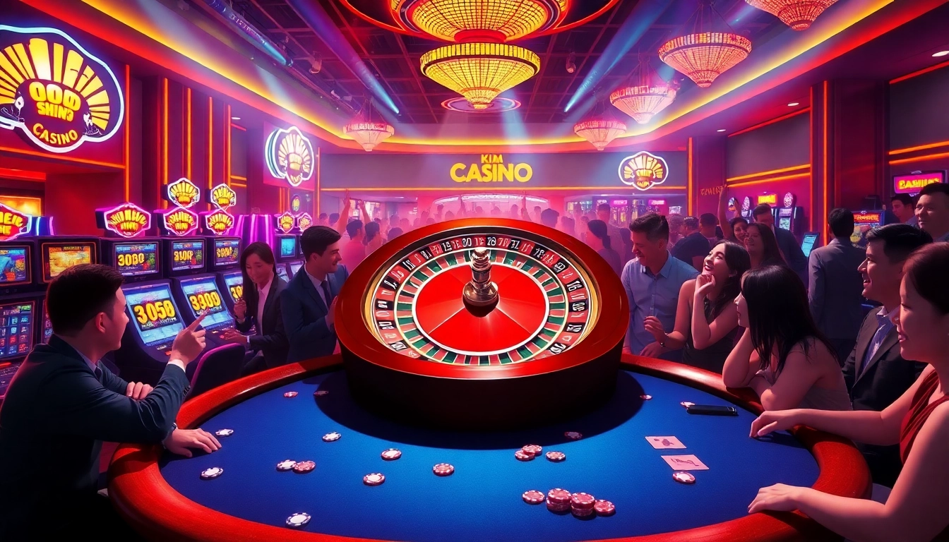 Experience the thrill at Kim Casino with players enjoying vibrant card games.
