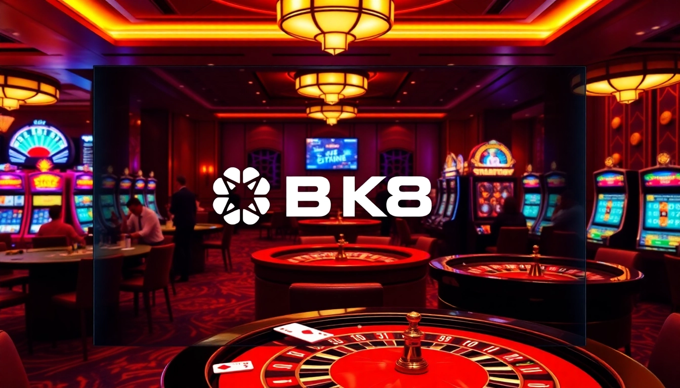Enthusiastic players enjoy live dealer games and slots at BK8 Casino, showcasing excitement and luxury.