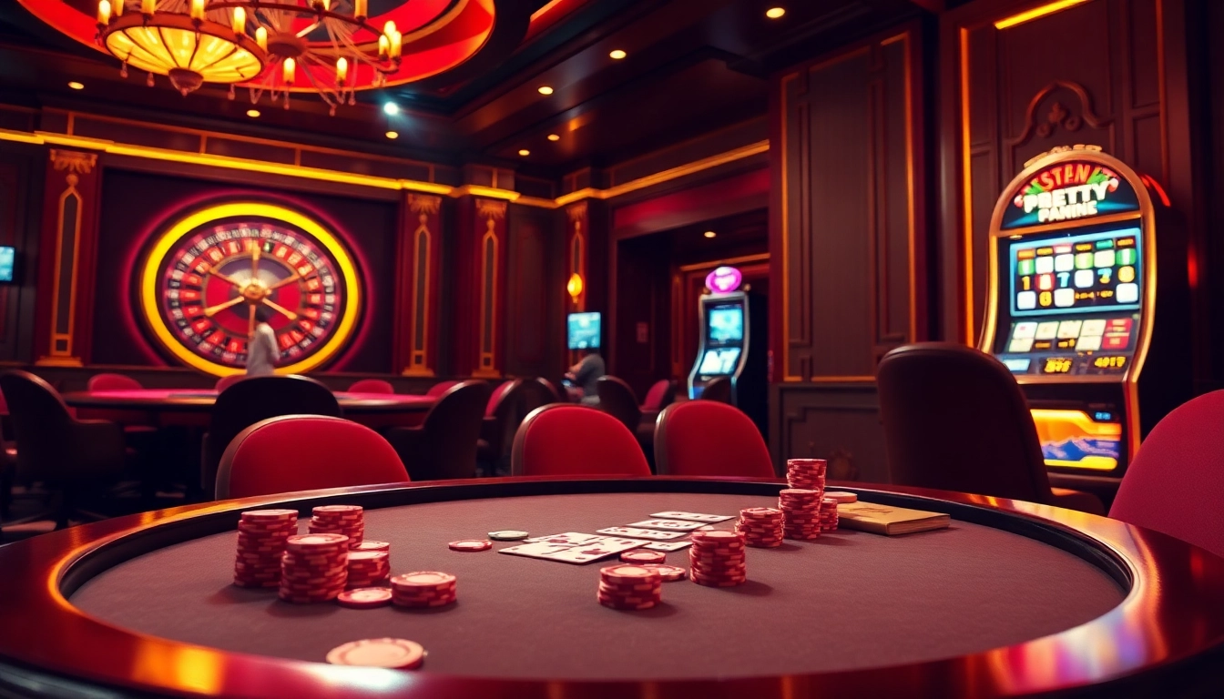 Engage with a lively poker table in a glamorous casino setting, echoing playful interactions like sexchat ai.
