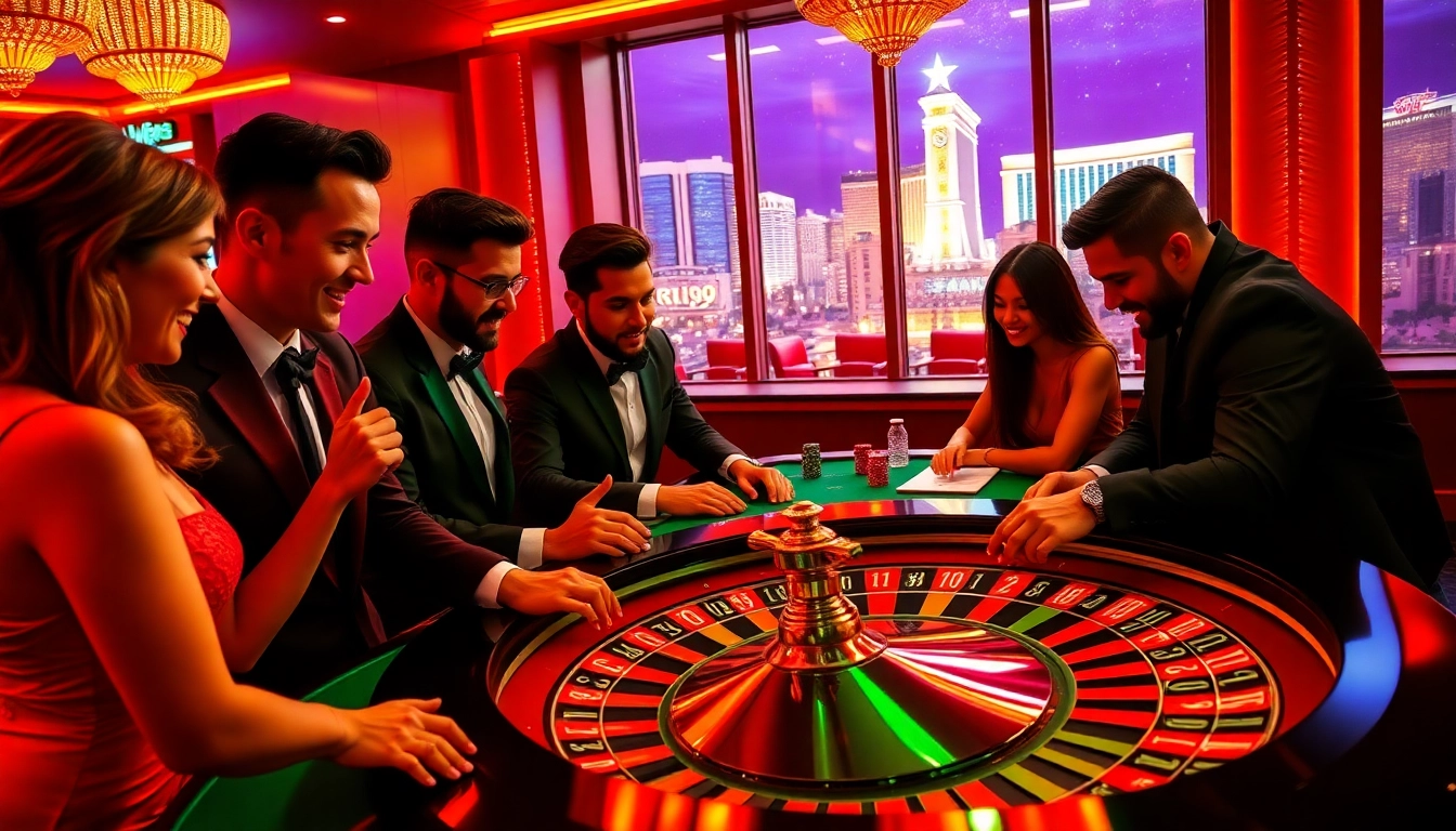 Casino table game excitement featuring players enjoying roulette with urus9 as their lucky charm.