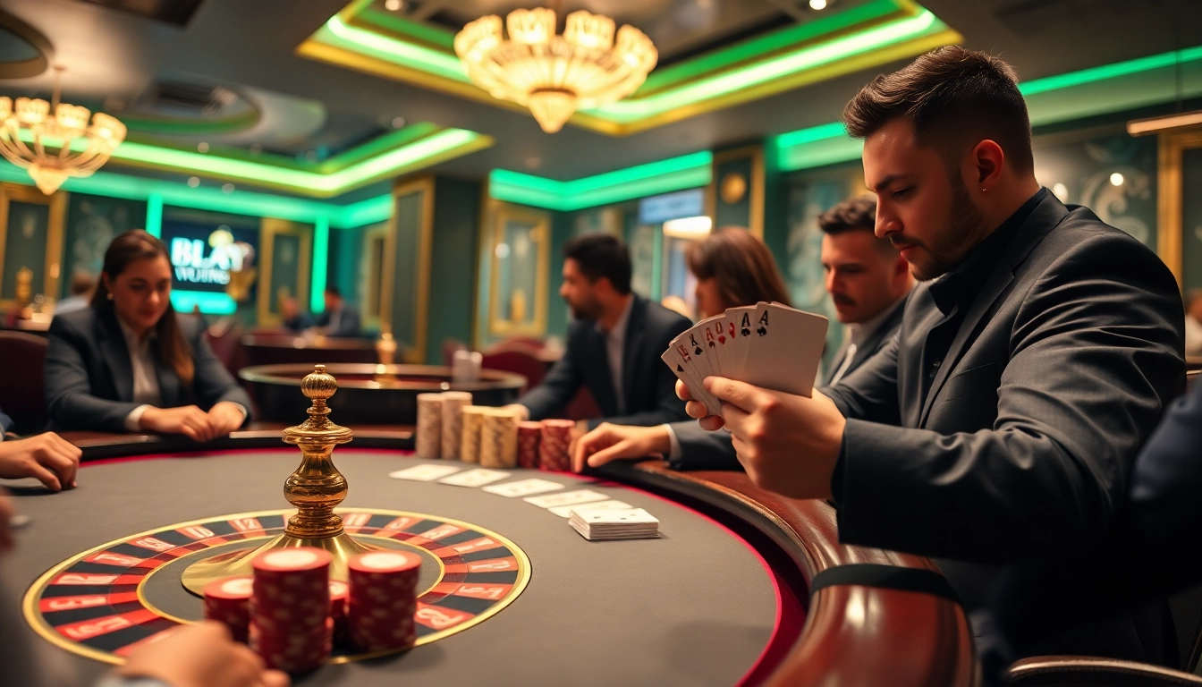 Exciting casino scene with poker players engaging in banter, feeling the thrills of dirty talk ai.