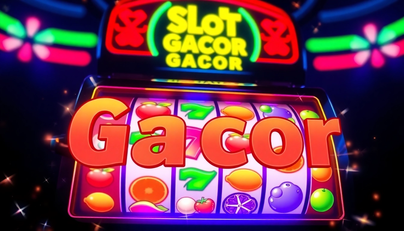 Experience the thrill of Slot Gacor with vibrant spinning reels and colorful symbols.